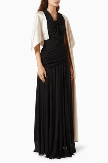 The Fiano Draped Dress in Metallic Jersey