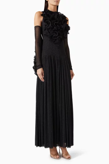 Reims Ruffled Dress in Metallic Jersey