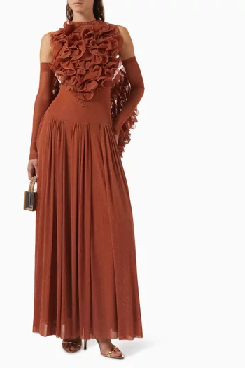 Reims Ruffled Dress in Metallic Jersey