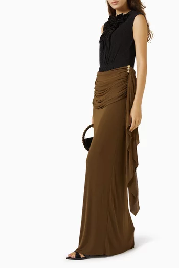 Amarone Ruffled Dress in Metallic Jersey