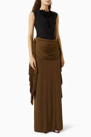 Amarone Ruffled Dress in Metallic Jersey