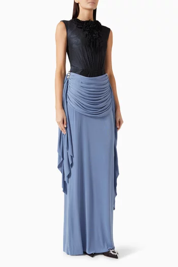 Amarone Ruffled Dress in Metallic Jersey
