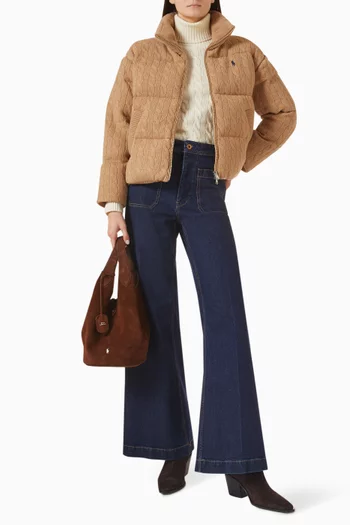 Cable-knit Puffer Jacket in Wool Blend