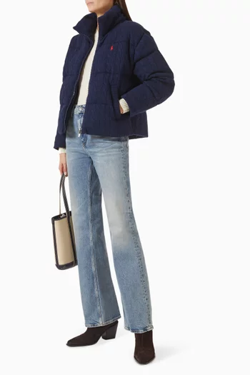 Cable-knit Puffer Jacket in Wool Blend