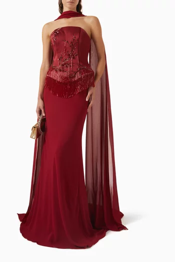Scarlett Embellished Cape Dress