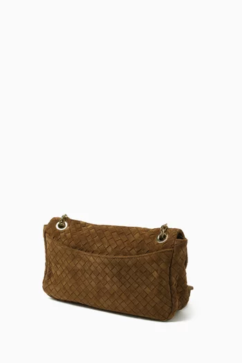 Small Madison Shoulder Bag in Intrecciato Suede