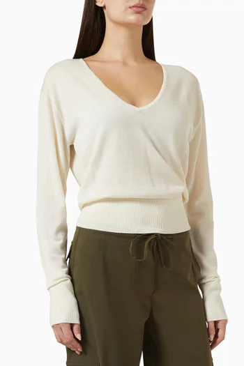Micah V-neck Sweater Top in Merino Wool