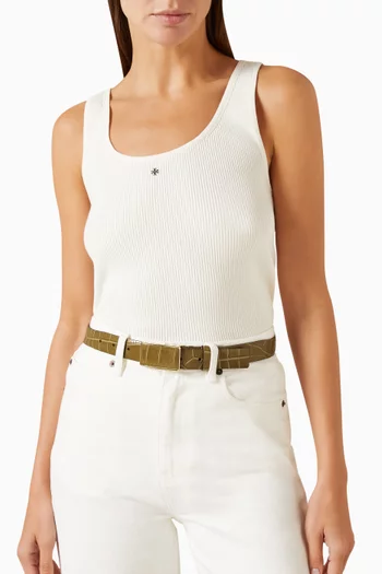 Croc-embossed Belt