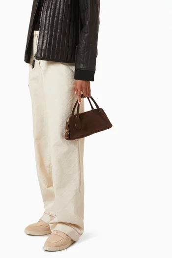Lock Top Handle Bag in Suede