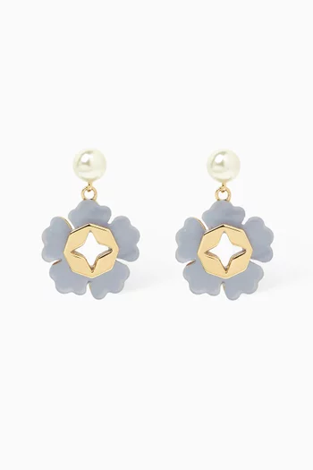 Forgot me Not Pearl Earrings in 18kt Gold-plated Brass