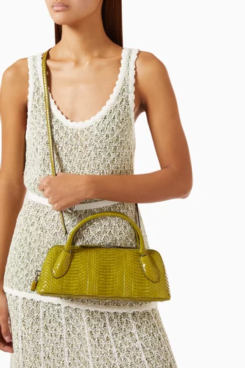 Lock Snake Top-handle Bag in Patent Snakeskin