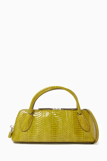 Lock Snake Top-handle Bag in Patent Snakeskin