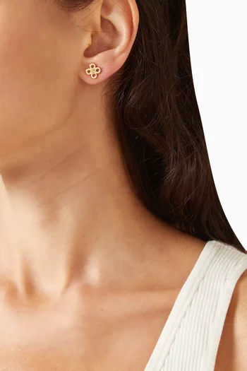 Forget Me Not Clover Stud Earrings in 18kt Gold-plated Brass