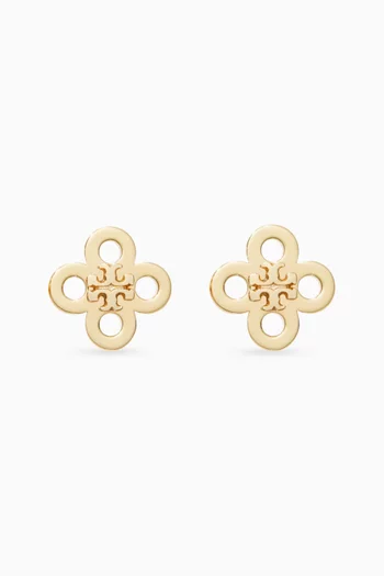 Forget Me Not Clover Stud Earrings in 18kt Gold-plated Brass