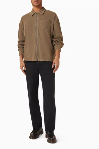 Waffle Full-zip Polo Sweatshirt