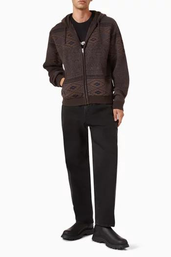 Hooded Zip-up Sweater in Cotton-blend