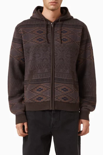 Hooded Zip-up Sweater in Cotton-blend