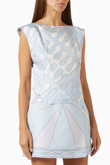 Leocorno-print Top in Silk Twill