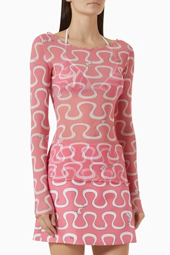 Onda-print Top in Tulle