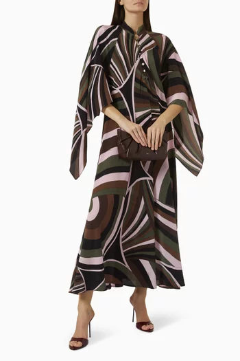 Iride-print Kaftan in Crepe de Chine