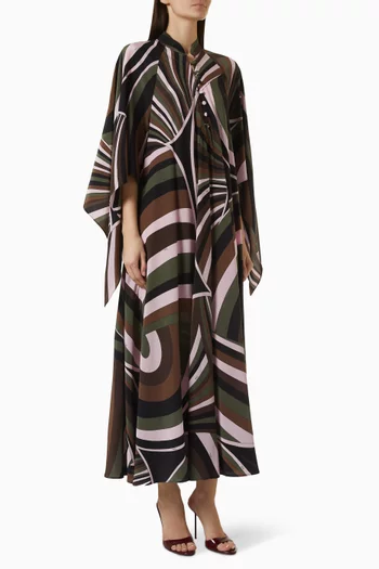 Iride-print Kaftan in Crepe de Chine