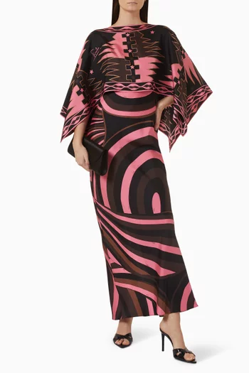 Cape Maxi Dress in Silk Twill