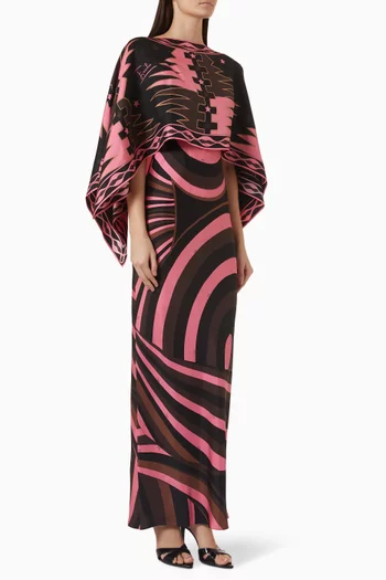 Cape Maxi Dress in Silk Twill