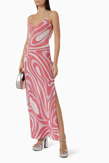 Printed Dress in Crepe de Chine