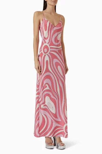 Printed Dress in Crepe de Chine