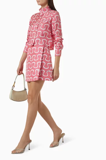 Printed Mini Skirt in Silk Twill
