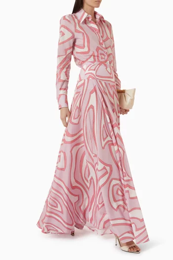 Printed Maxi Skirt in Cotton Muslin