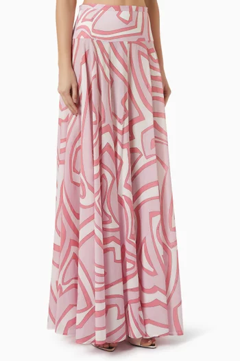 Printed Maxi Skirt in Cotton Muslin