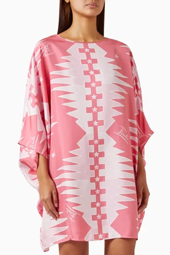 Printed Mini Kaftan in Silk Twill