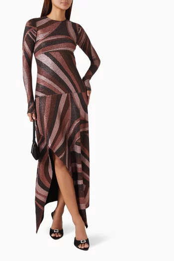 Iride Print Midi Dress in Lurex Jersey