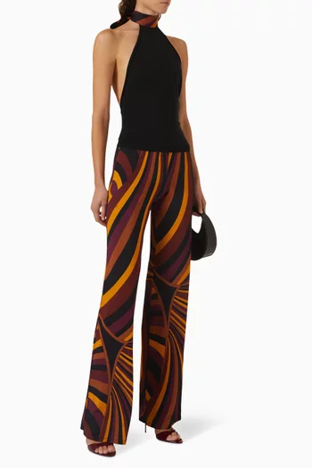 Iride Print Pants in Satin Jersey