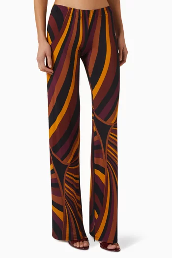 Iride Print Pants in Satin Jersey