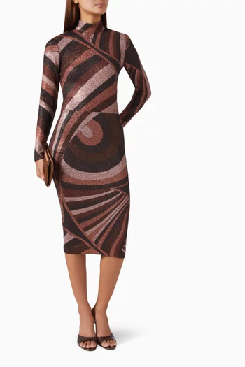Iride Print High-neck Top in Lurex Jersey