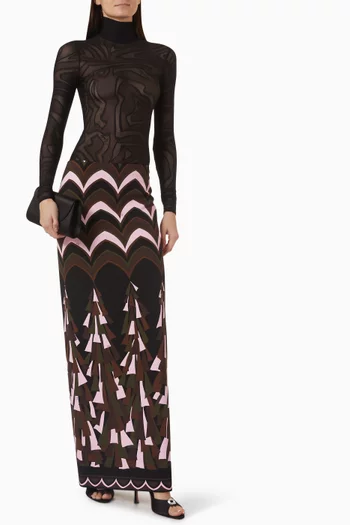 Highneck Bodysuit in Jacquard Tulle