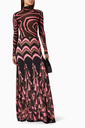 Labirinto-print Top in Wool-blend Jersey