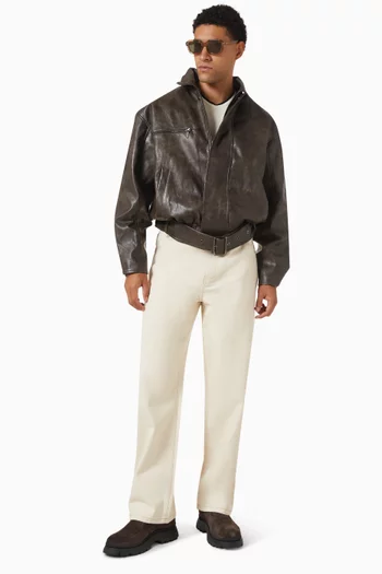 Ezra Belted Bomber Jacket in Leather