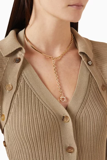 Crystal Gancini Necklace in Brass