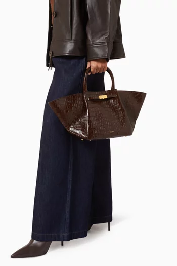 The Midi New York Tote Bag in Croc-effect Embossed Leather