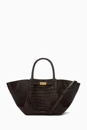 The Midi New York Tote Bag in Croc-effect Embossed Leather