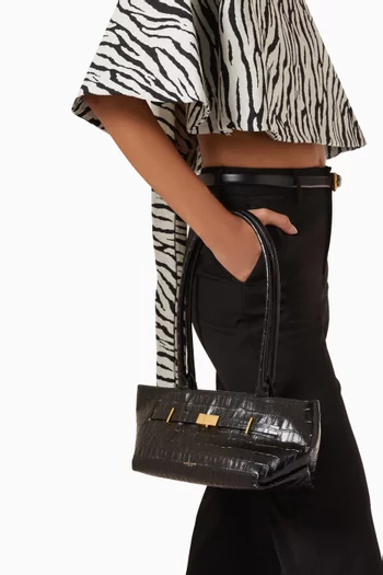New York Shoulder Bag in Croc-effect Embossed Leather