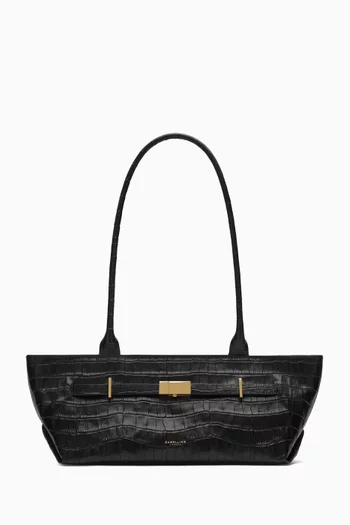 New York Shoulder Bag in Croc-effect Embossed Leather