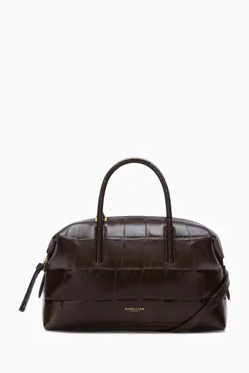Small Stockholm Top-handle Bag in Croc-effect Embossed Leather