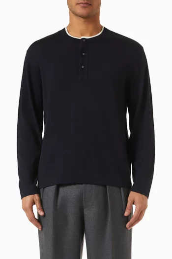 Bahi Henley T-shirt in Wool-silk