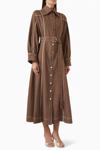 Ora Belted Dress in Denim