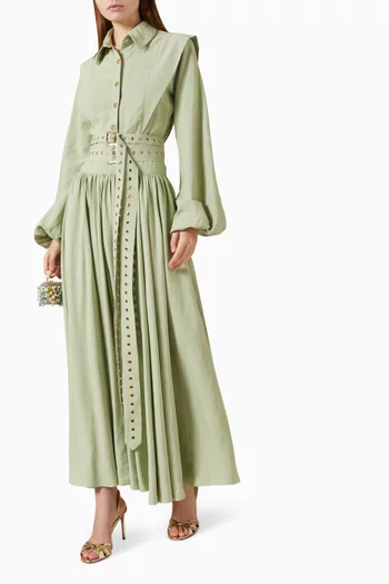 Luche Belted Dress in Linen