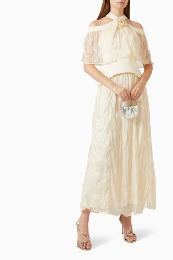 Textured Off-shoulder Maxi Dress